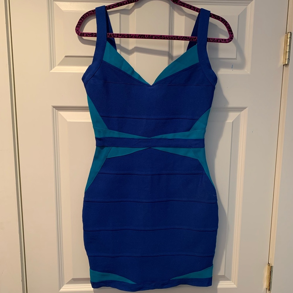 WOW couture Blue/Turquoise Bandage Dress
